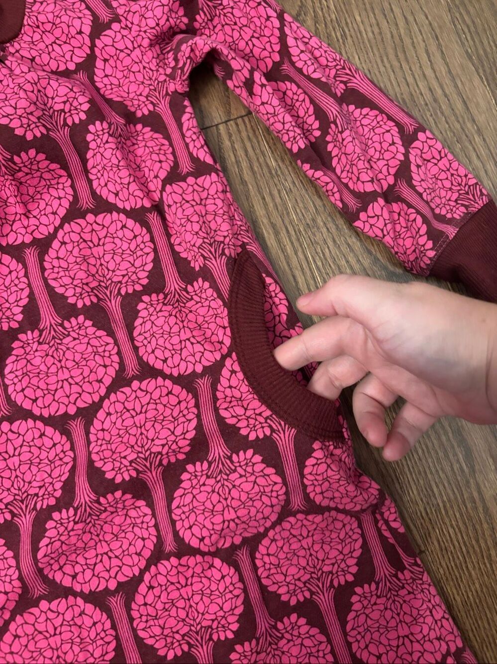 Vintage Y2K Old Navy Burgundy Cowl Neck Dress Girls Size 5T Pockets - Picture 3 of 5